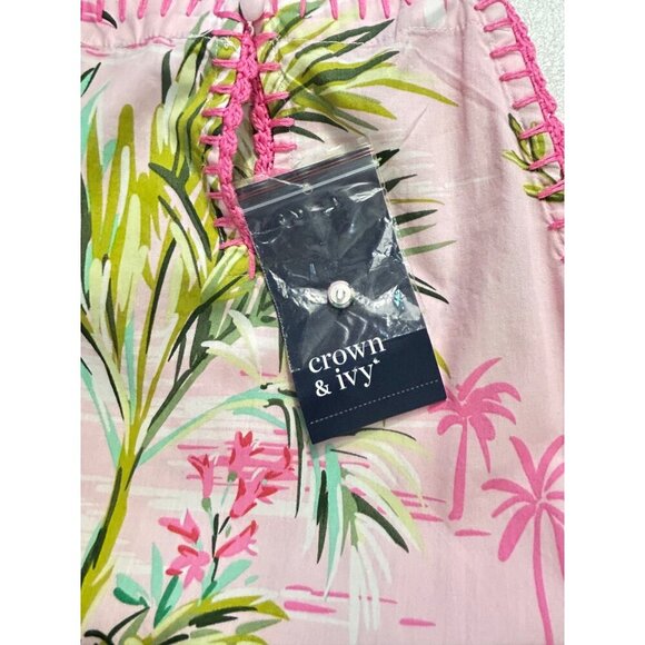 Crown & Ivy Tropical Palm Print Halter Dress With Tie Belt Small NWT - Picture 6 of 8